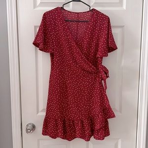 NWOT Red polka dot wrap dress